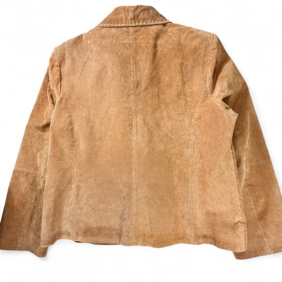 Y2K VTG Suede Jacket KC Collections Women XL Boho Tan Contrast Stitching Western - Picture 12 of 15